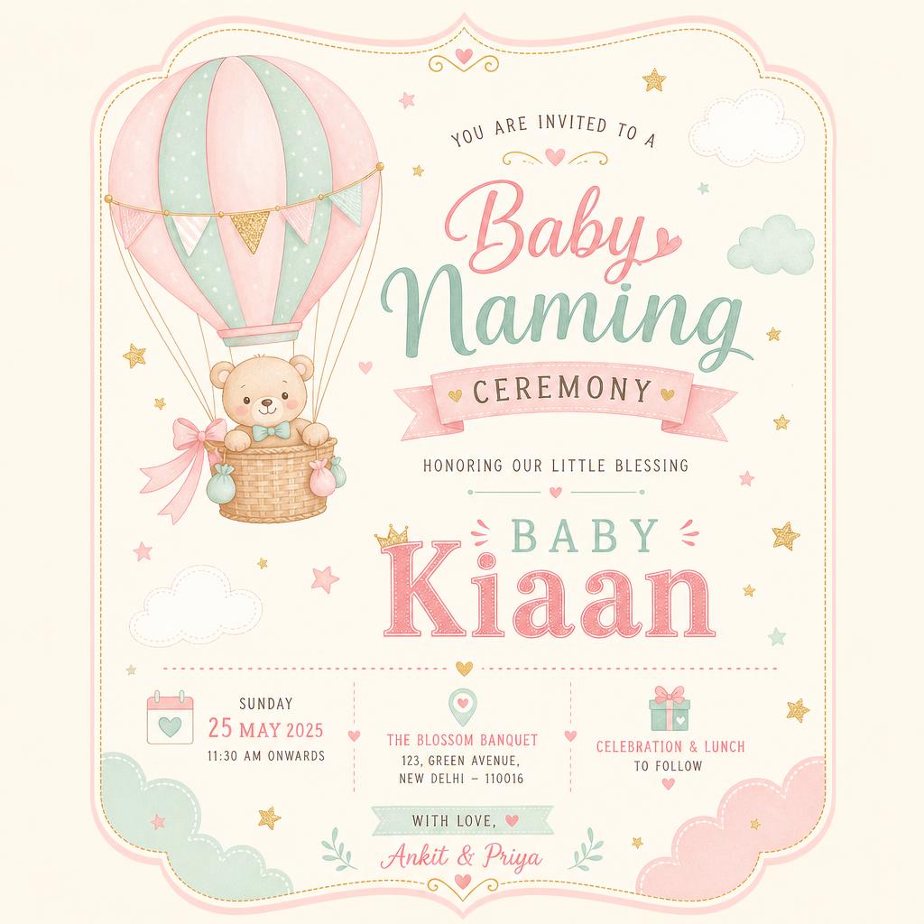 Baby naming ceremony invitation