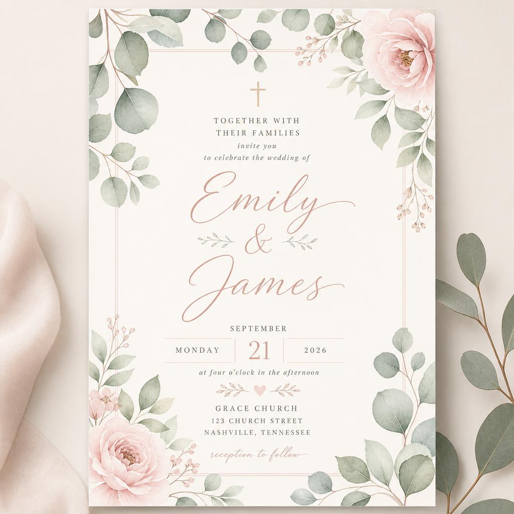 Modern Christian wedding invitation