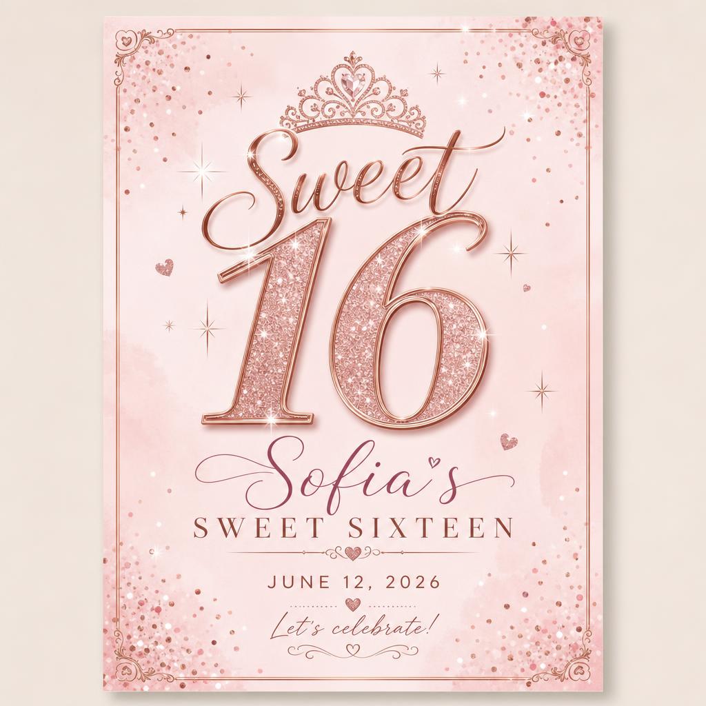 Sweet sixteen birthday invitation