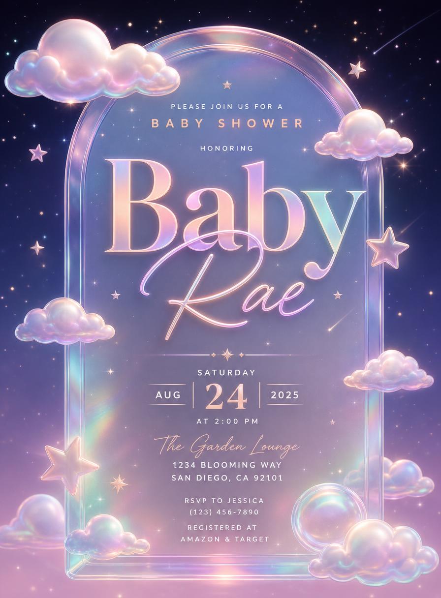 Dreamscape Shower — Baby invitation template, Pastel · celestial