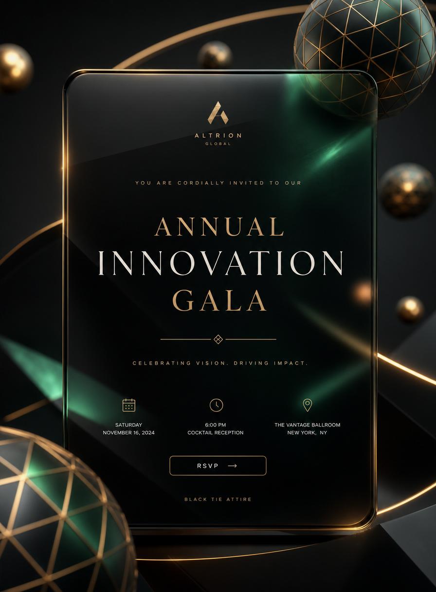 Obsidian Gala — Corporate invitation template, Emerald · black-tie