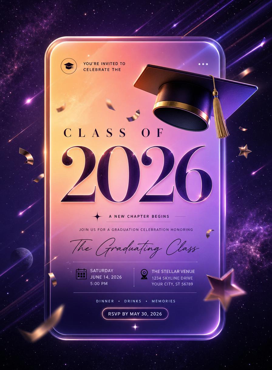 Class of Cosmos — Graduation invitation template, Sunset · cosmic